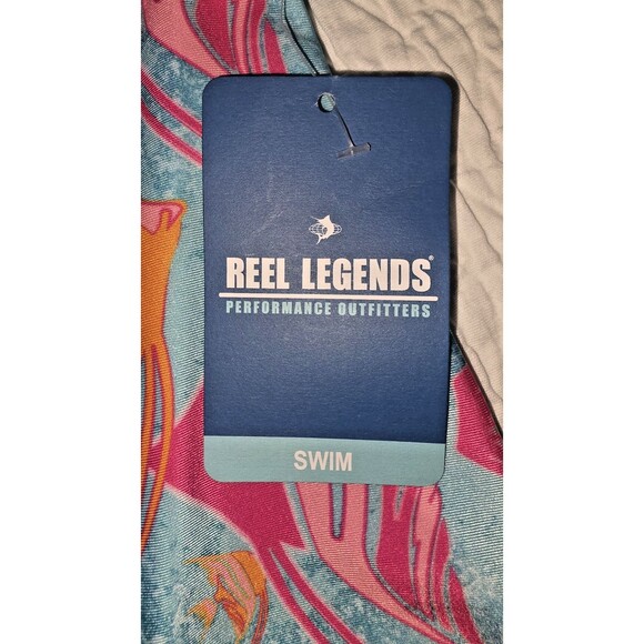 Real Legends Kids Swim Sun Shirt/Rash guard in blue w/ Fish Print UPF 50 New XS - Picture 6 of 6